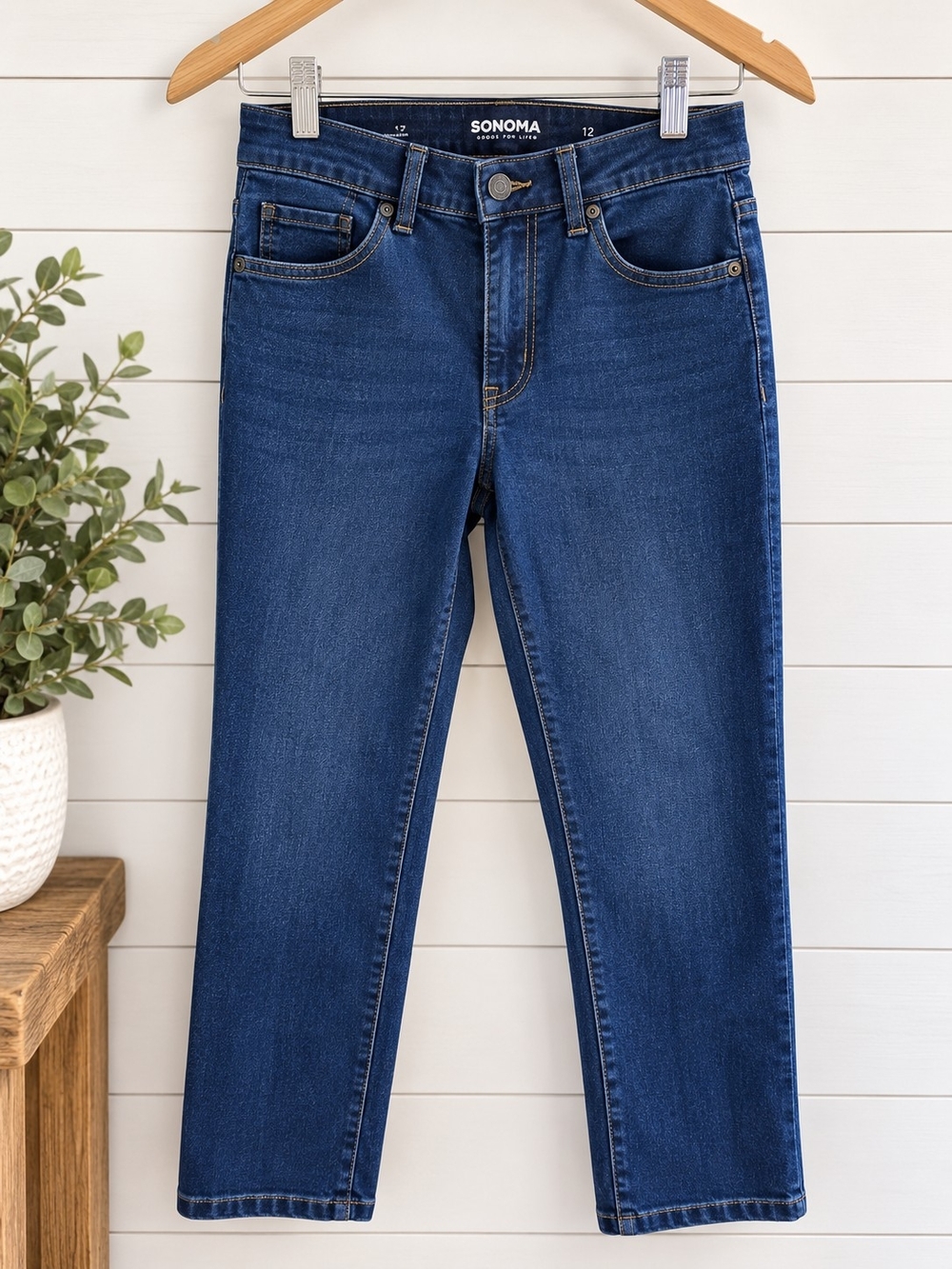 SONOMA Dark Blue Ankle Straight Leg Jeans